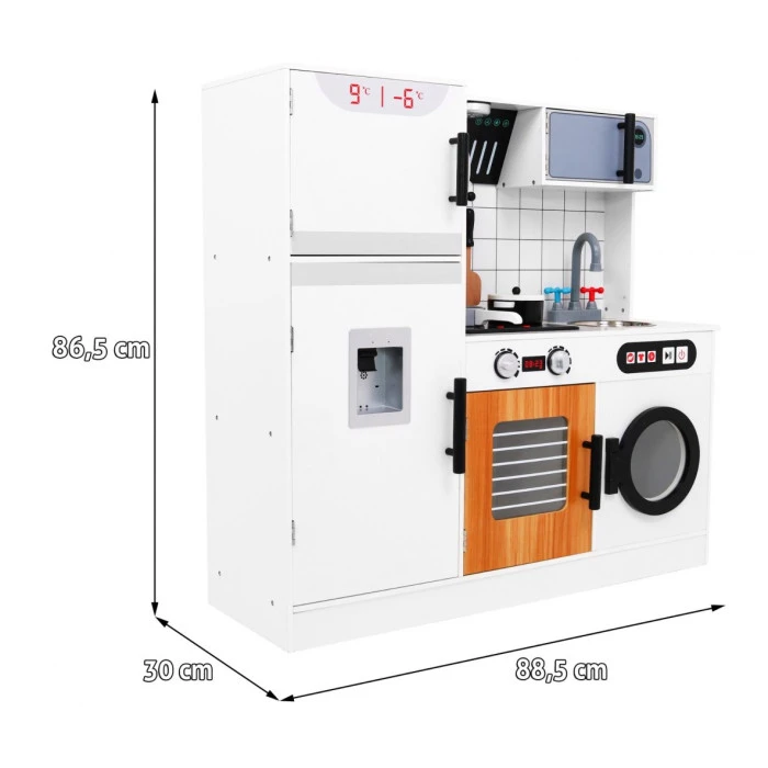 Большая деревянная детская кухня 3+ белая + Интерактивные Звуки Свет + Аксессуары