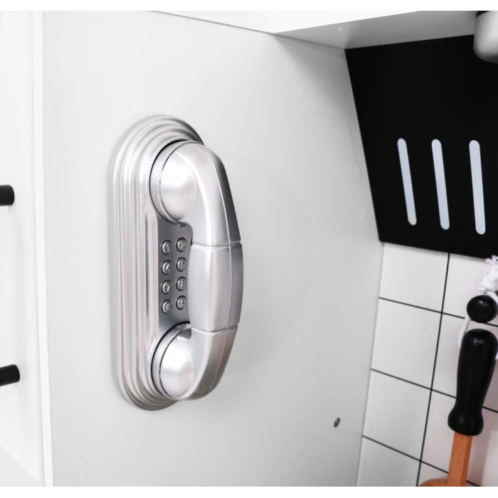 Большая деревянная детская кухня 3+ белая + Интерактивные Звуки Свет + Аксессуары