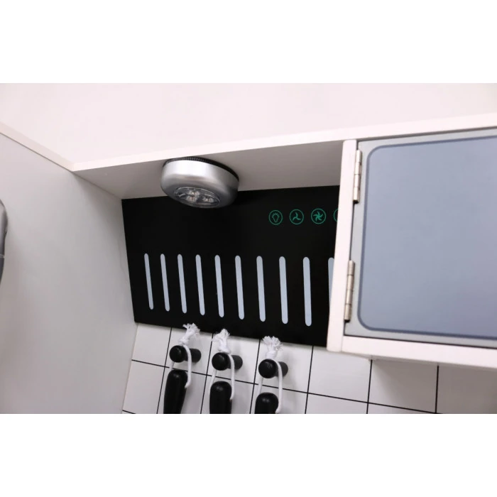 Большая деревянная детская кухня 3+ белая + Интерактивные Звуки Свет + Аксессуары