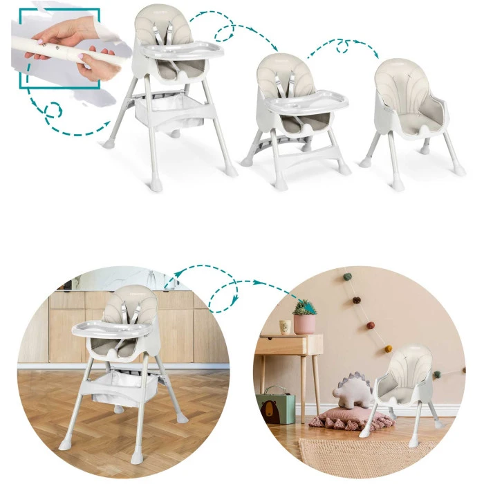 Стульчик для кормления со столиком Ricokids Milo серый