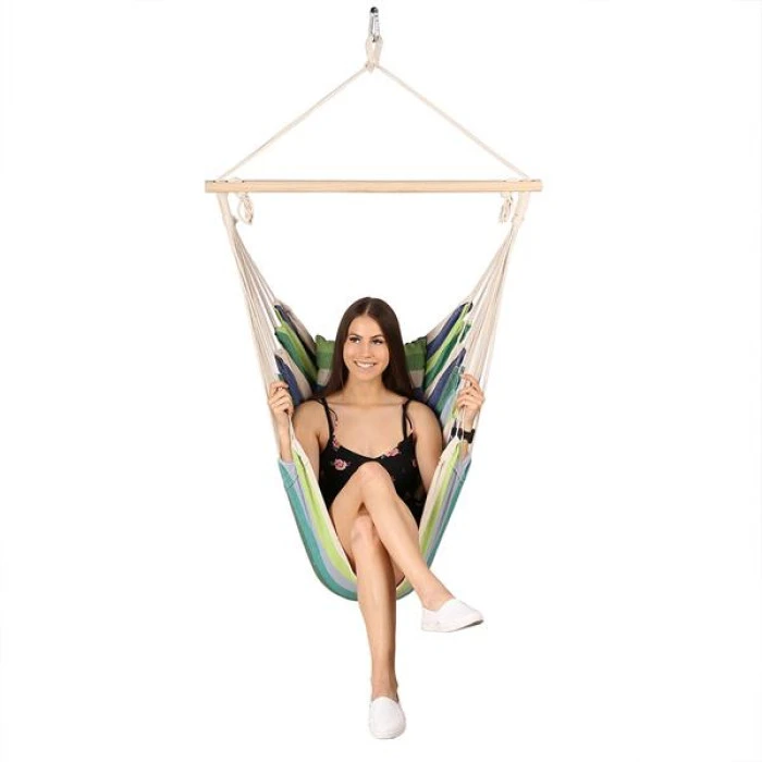 Гамак-кресло подвесное одноместное NILS CAMP NC3107, 103 х 99 см - зелено-синее