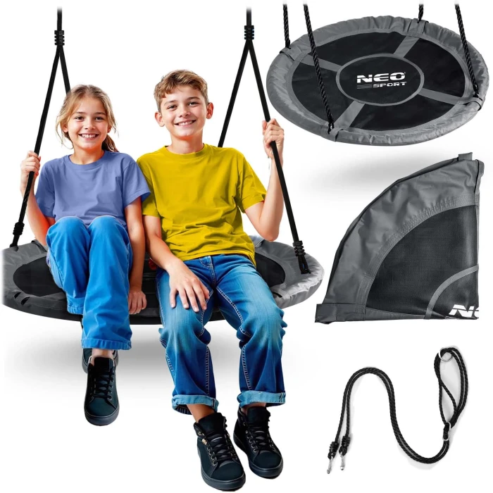 Качели Neo-Sport Swingo Гнездо аиста 100 см, черно-серая