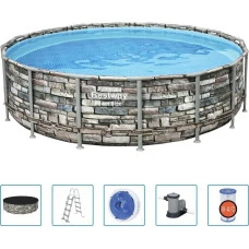Бассейн каркасный Bestway 56966 Power Steel 488 см – коричневый