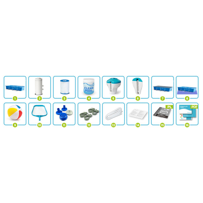 Бассейн каркасный прямоугольный 16в1 Intex 28274 450 x 220 x 84 см