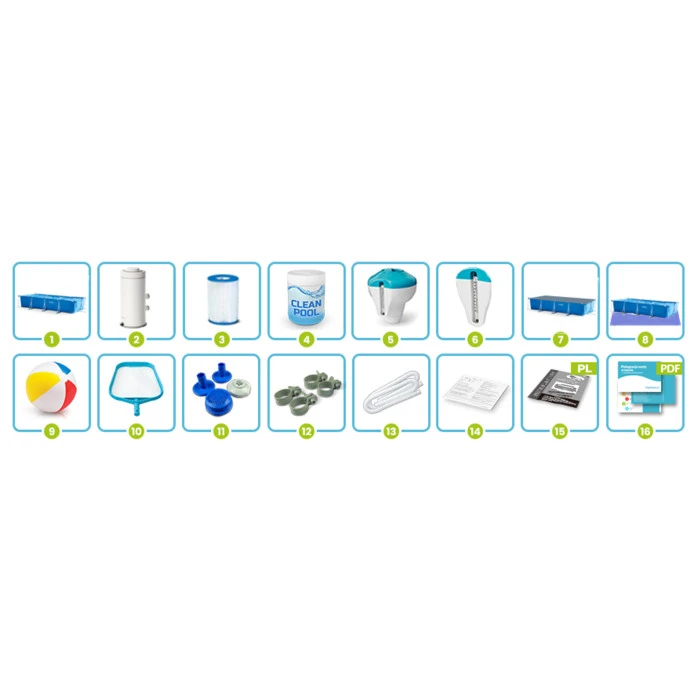 Басейн каркасний прямокутний 16в1 Intex 28274 450 x 220 x 84 см