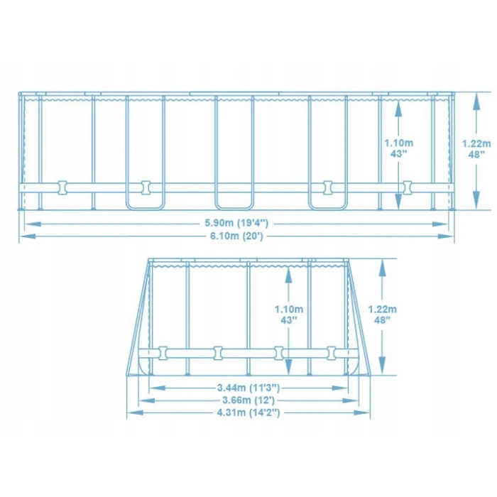 Басейн каркасний 13в1 Bestway 56719N 610 х 366 х 122 см
