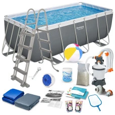 Бассейн каркасный прямоугольный 17в1 Bestway 56457N, 412x201x122 см