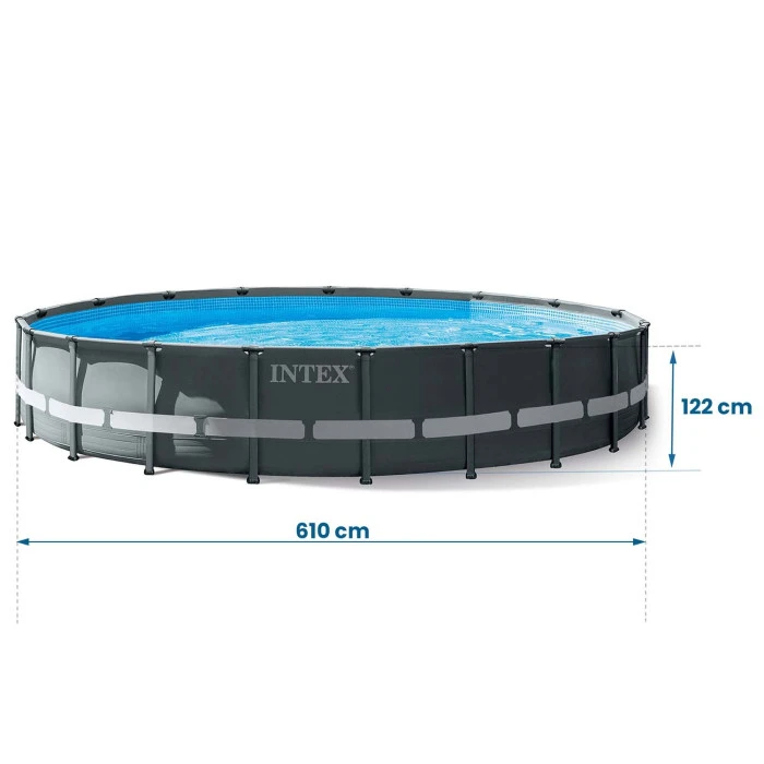 Басейн каркасний 11в1 INTEX 26334, 610 x 122 см, темно-сірий