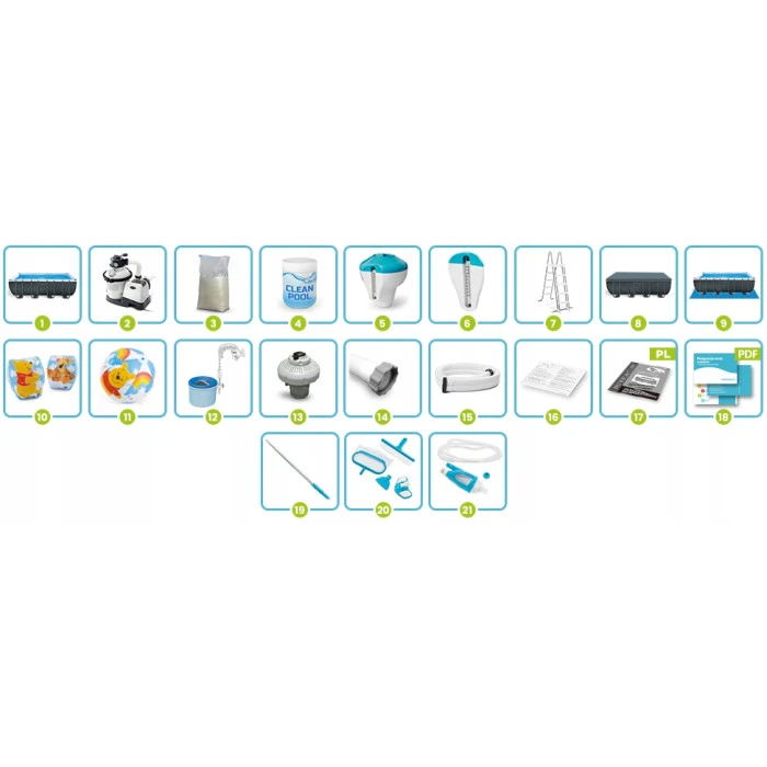 Бассейн каркасный 21в1 Intex 26356 549 х 274 х 132 см с самокатом Soke GO