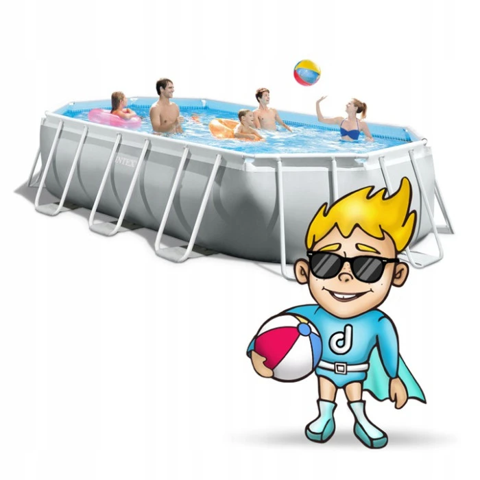 Басейн каркасний овальний 18в1 INTEX 26796, 503 x 274 x 122 см, сірий