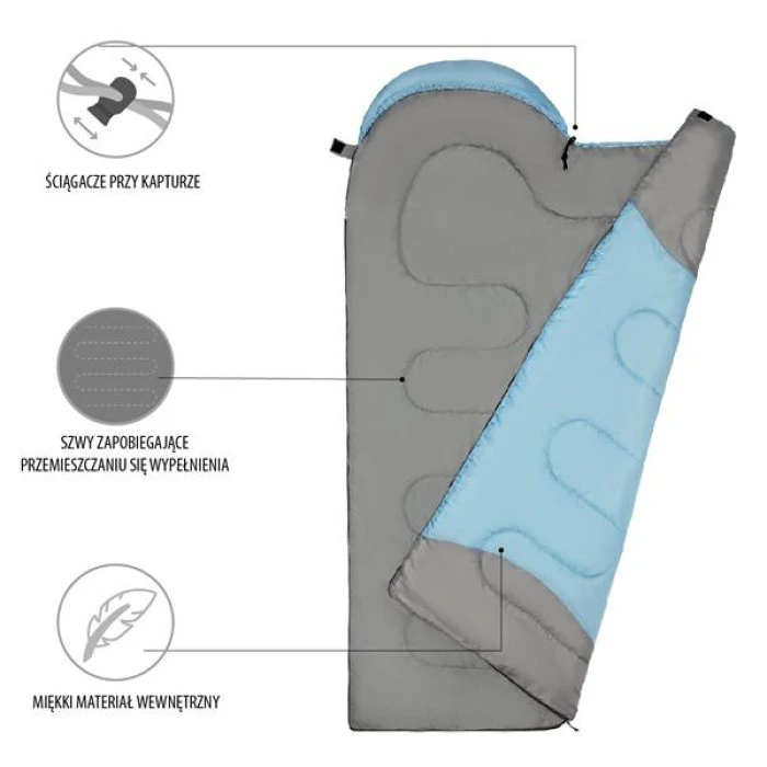 Спальный мешок размер М NILS CAMP NC2008 серо-мятный