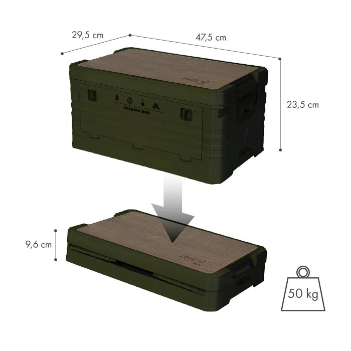 Ящик складаний 2в1 NILS CAMP NCB4002 32 л, зелений