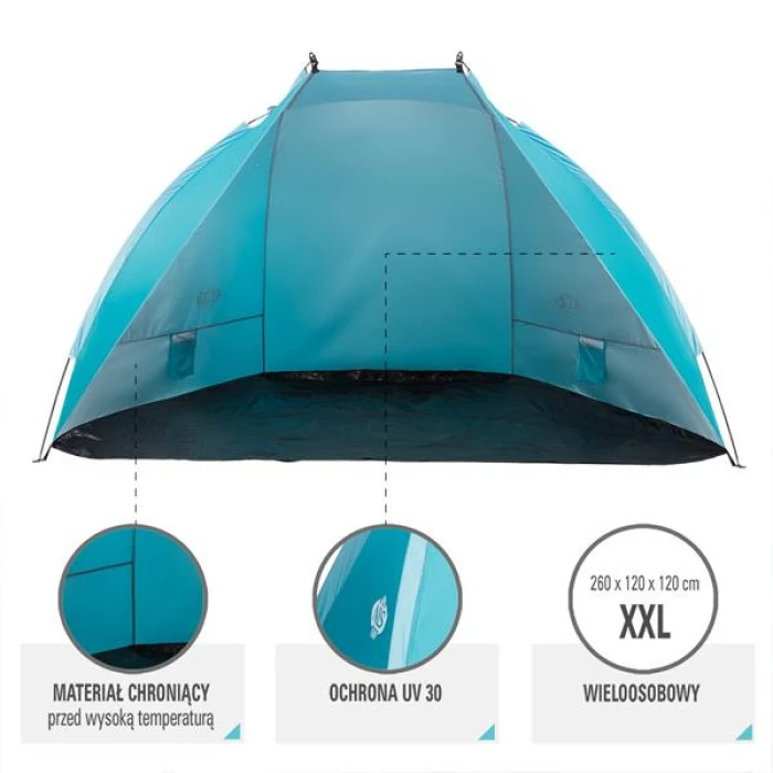 Пляжная палатка 260х120х120 NILS NC8030 бирюзовая