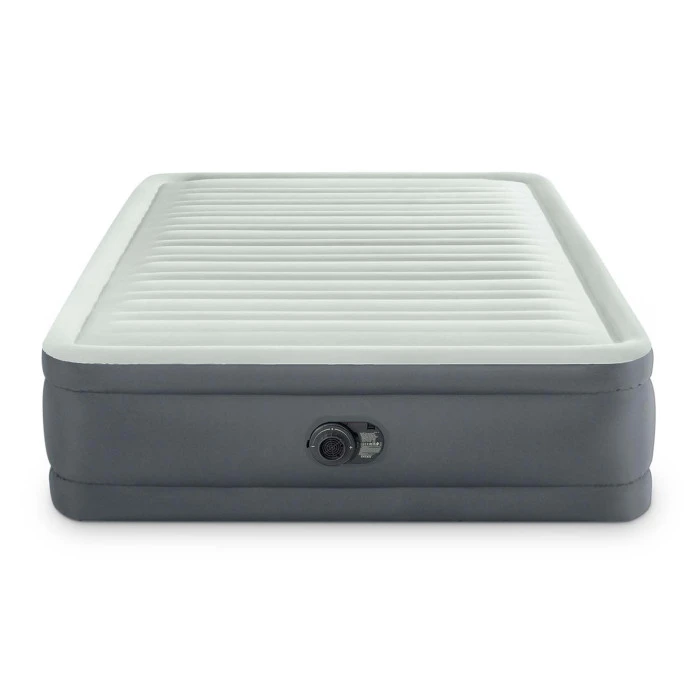 Надувная кровать полуторная Intex 64904 ND Серо-оливковый (137-191-46см) со встроенным электрическим насосом