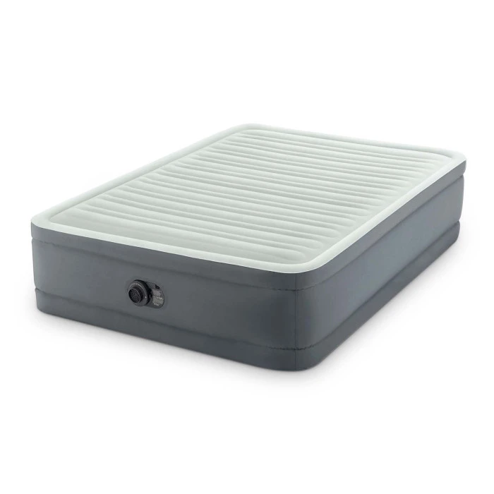Надувная кровать полуторная Intex 64904 ND Серо-оливковый (137-191-46см) со встроенным электрическим насосом