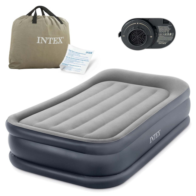 Матрас надувной INTEX 64132ND со встроенным электронасосом 191x99x42 см, сине-серый