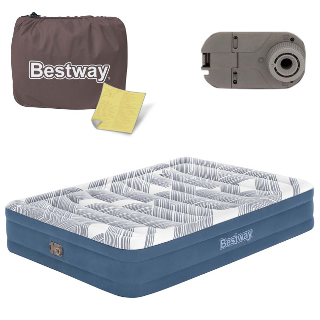 Надувной матрас Bestway 6712Y 203x152 см, сине-серый