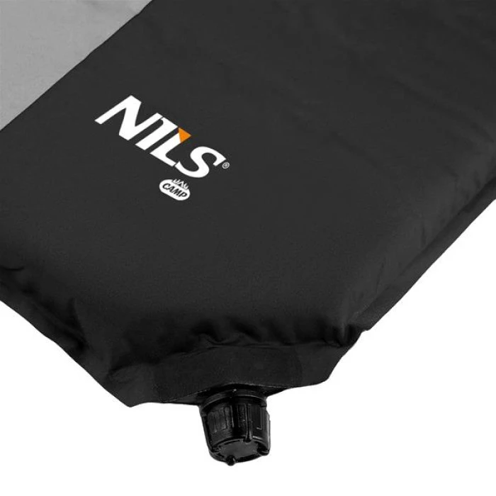 Коврик самонадувающийся NILS CAMP NC4340, 195 х 60 х 5 см - черно-серый
