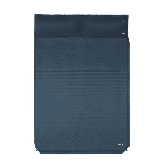 Коврик двухместный самонадувающийся с подушкой NILS CAMP NC4060, 186 х 130 х 3 см - серый