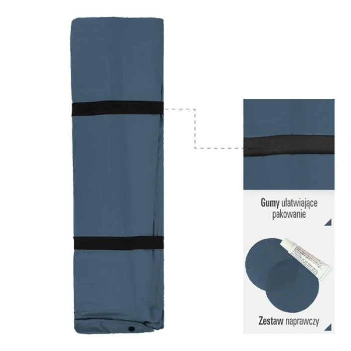 Коврик двухместный самонадувающийся с подушкой NILS CAMP NC4060, 186 х 130 х 3 см - серый