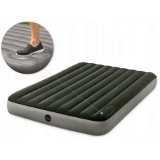 Матрас надувной Intex 64763 со встроенным насосом 203x152x25 см, черно-серый.