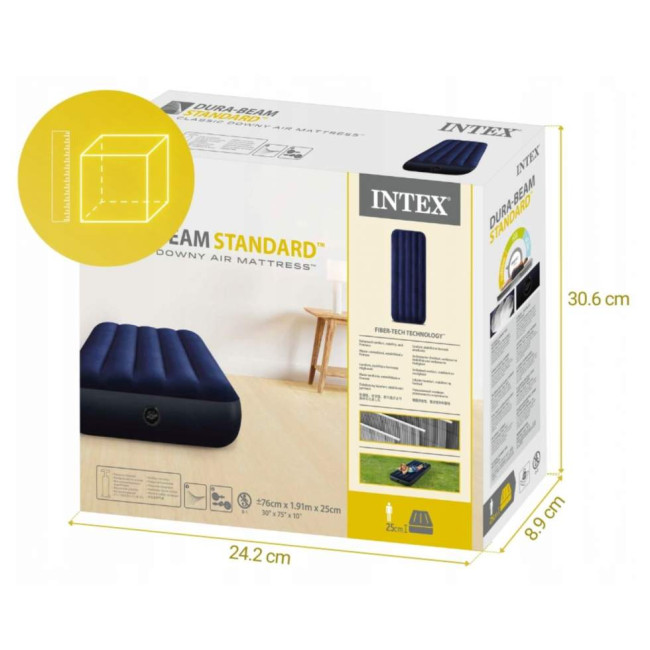 Матрас надувной Intex 64756 191x76x25 см, синий
