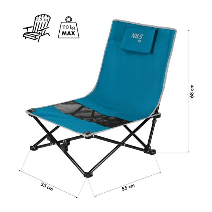 Кресло для кемпинга NILS CAMP NC3306, сине-серое