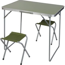 Стіл кемпінговий розкладний Enero і 2 стільці 80 x 60 x 70 см - зелений