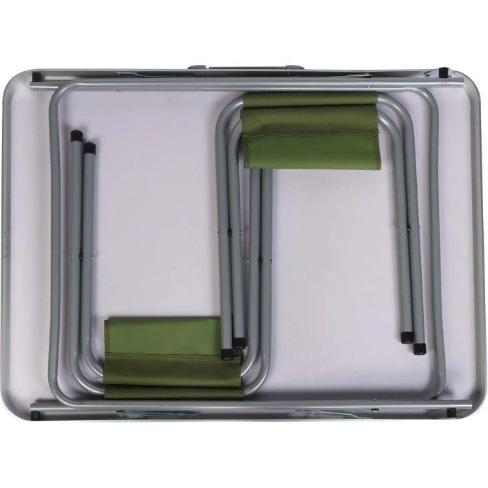 Стіл кемпінговий розкладний Enero і 2 стільці 80 x 60 x 70 см - зелений