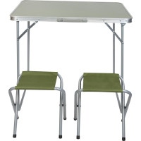 Стіл кемпінговий розкладний Enero і 2 стільці 80 x 60 x 70 см - зелений