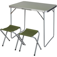 Стіл кемпінговий розкладний Enero і 2 стільці 80 x 60 x 70 см - зелений