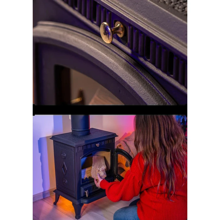 Дров'яна піч-камін чавунна Thunder Mitra 7кВт