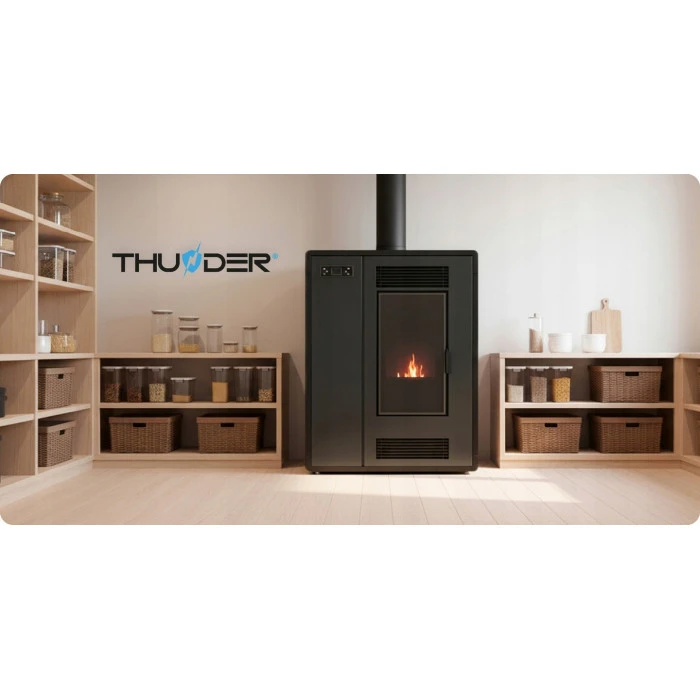 Пелетна піч-камін ARIA BLACK 12 кВт