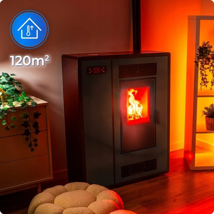 Пелетна піч-камін ARIA BLACK 12 кВт
