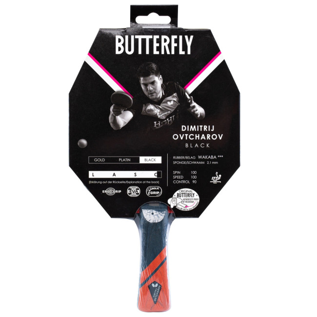 Ракетка для настільного тенісу BUTTERFLY DIMITRIJ OVTCHAROV BLACK, чорно-червона