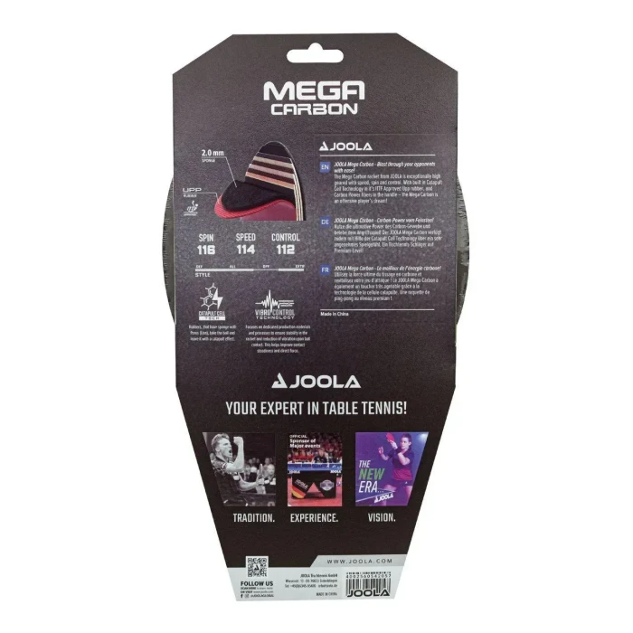 Ракетка для настольного тенниса Joola Mega Carbon, черно-красная.