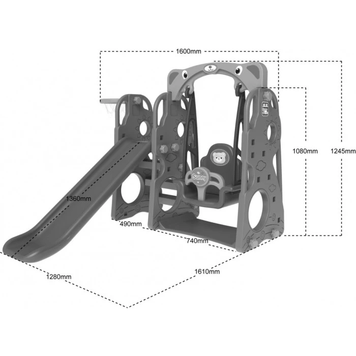 Дитяча гірка 3в1 Ramiz ZOG.CHD-101, 128 x 161 x 124 см - різнокольорова