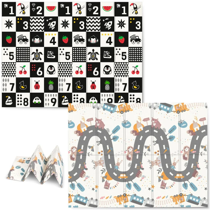 Килимок розкладний дитячий 200 x 150 x 1 см Nukido NK-341 Потяг-Цифри