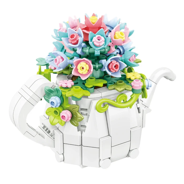 Детский конструктор Ramiz 88065A Цветы в чайнике 255 эл, разноцветный