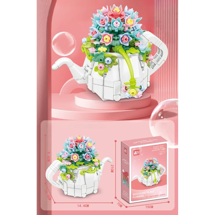 Детский конструктор Ramiz 88065A Цветы в чайнике 255 эл, разноцветный