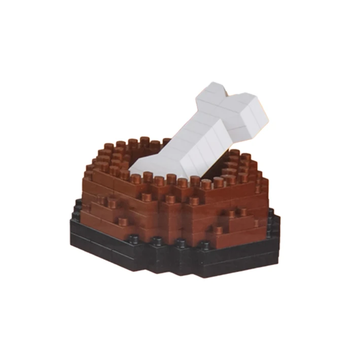 Детский конструктор Ramiz 6115 Welsh Corgi с мисочкой на костью 1200 эл, коричнево-белый