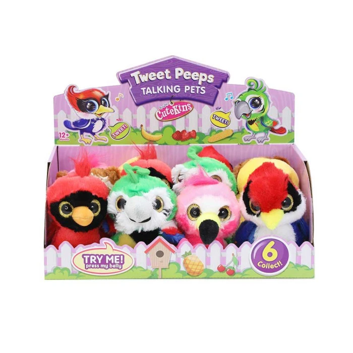 Мягкая игрушка Funville Cutekins Резкие птенцы, попугай 12 см