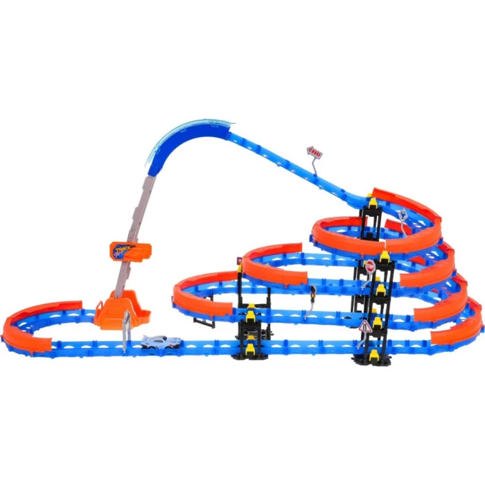 Автотрек с лестницей 3+ Элементы конструкции 90 шт. + Авто со светодиодами + Аксессуары