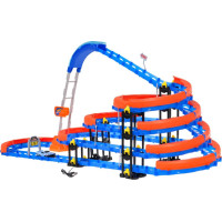 Автотрек с лестницей 3+ Элементы конструкции 90 шт. + Авто со светодиодами + Аксессуары