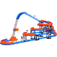 Автотрек с лестницей 3+ Элементы конструкции 90 шт. + Авто со светодиодами + Аксессуары