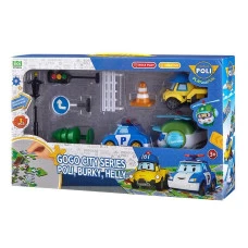 Набор детских машинок Roi Visual Городская серия GoGo Полли, Бакки, Хелли + аксессуары