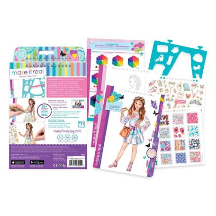 Набор для творчества Make it Real Блокнот с трафаретами Цветочная фантазия (MR3202)