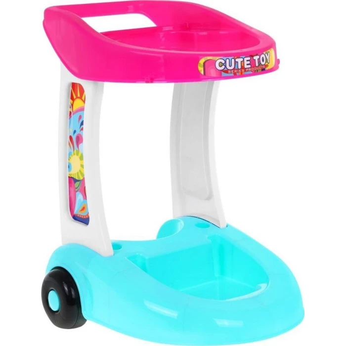 Тележка для уборки большая детская 3+ Интерактивный пылесос + Швабра Метла Совок + Аксессуары 10 шт.