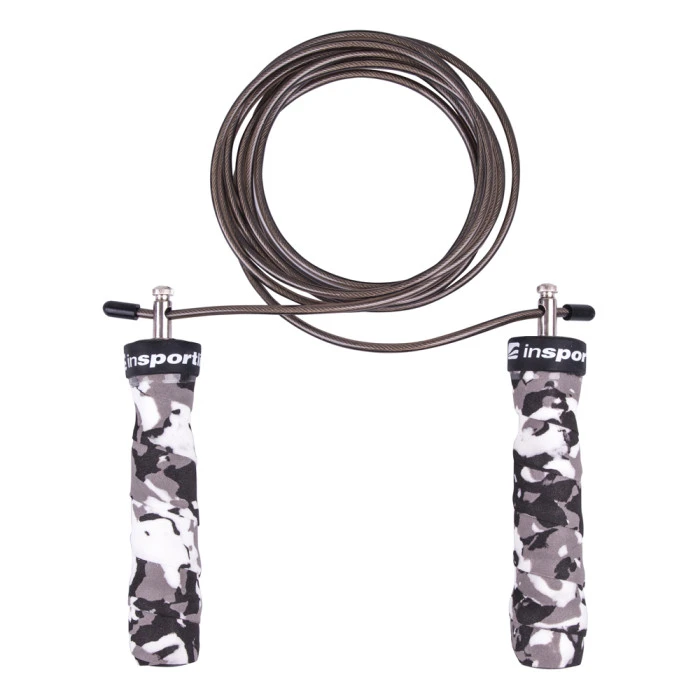 Регулируемая скакалка со стальными подшипниками inSPORTline Jumpkamu - серая