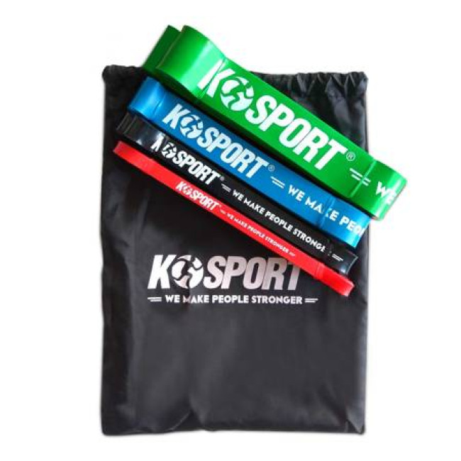 Набор лент-эспандеров для упражнений K-SPORT Power Band KIT 4 GUM разноцветные